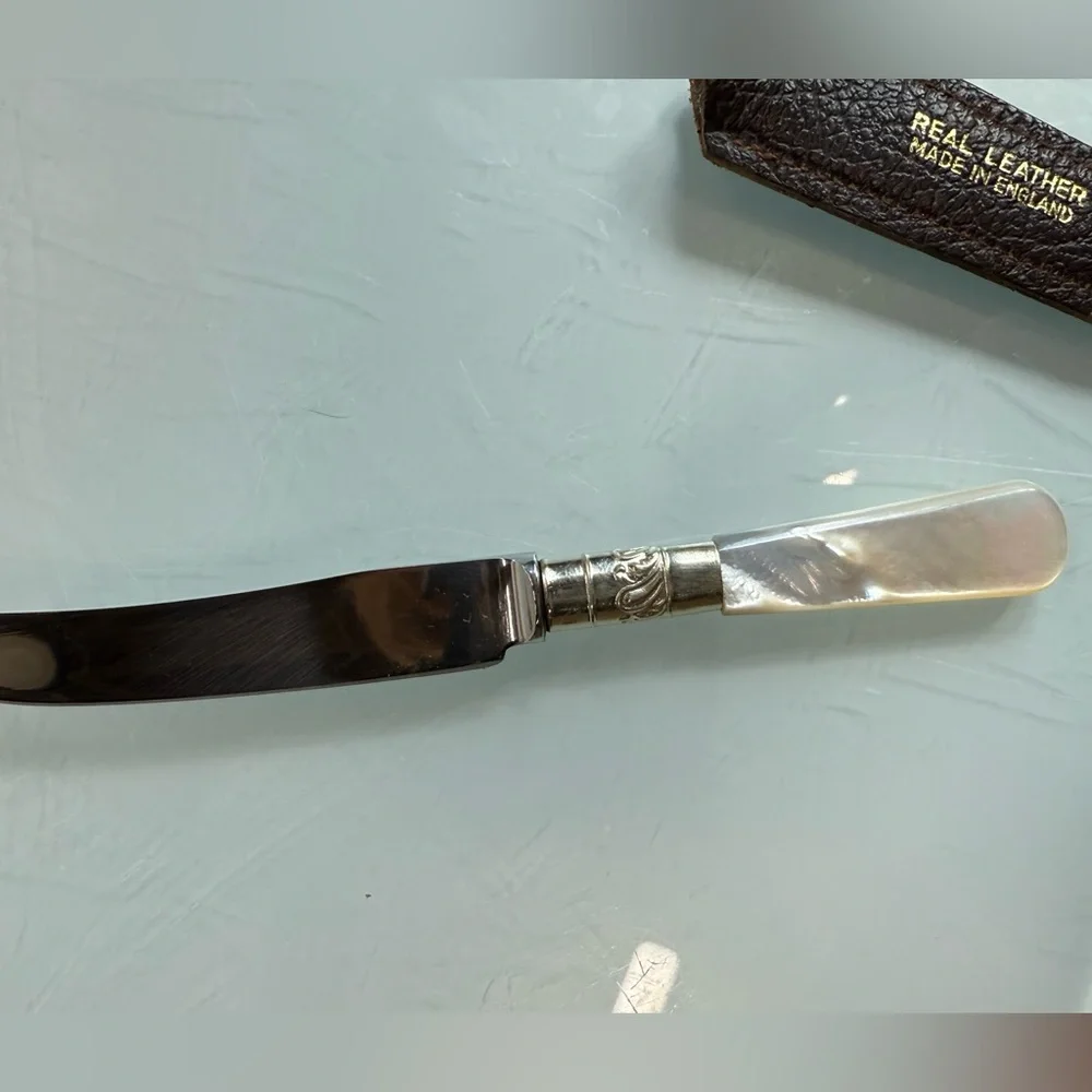 Kirk & Matz Sheffield mini fruit cheese knife sterling blade pearl handle